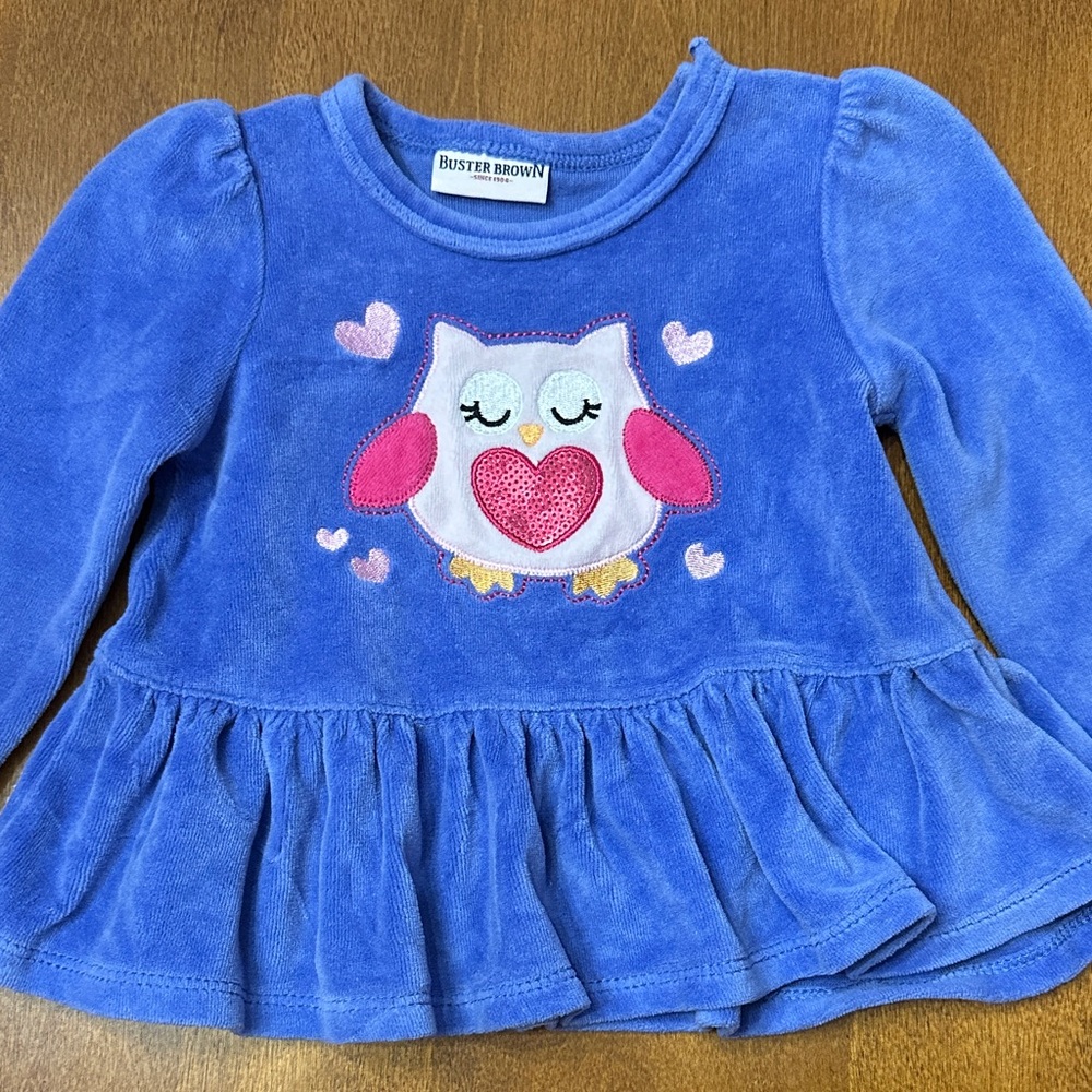 Vintage Buster Brown Blue and Pink Owl Sweater - Picture 1 of 9